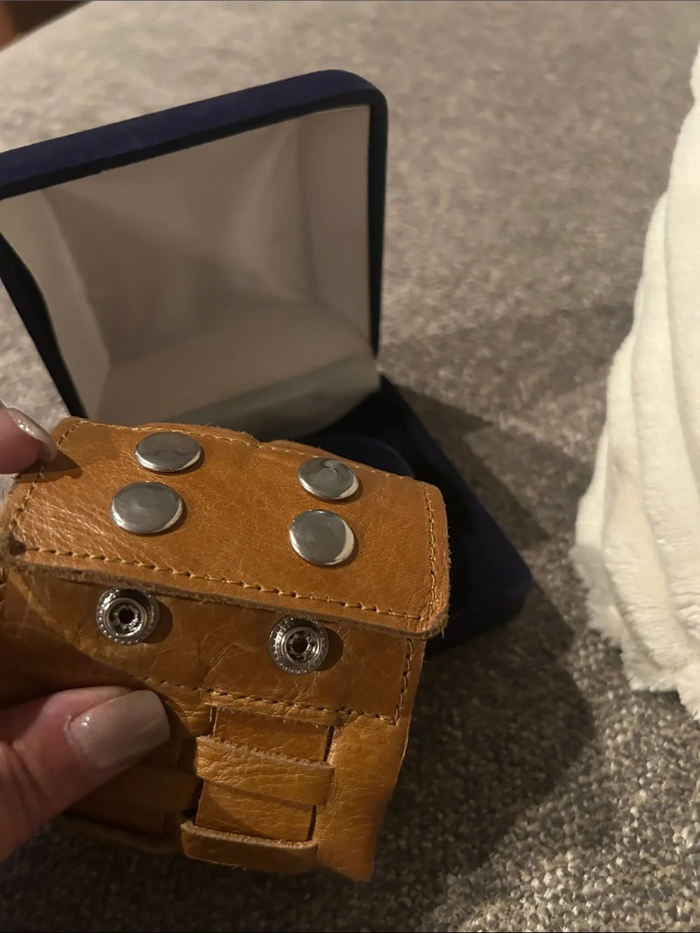Men's Tan Woven Leather Cuff Bracelet